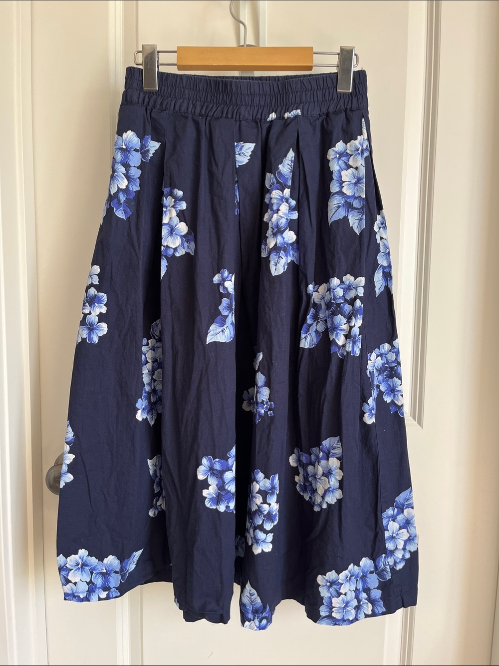 IMNYC Navy Floral A-Line Midi Skirt